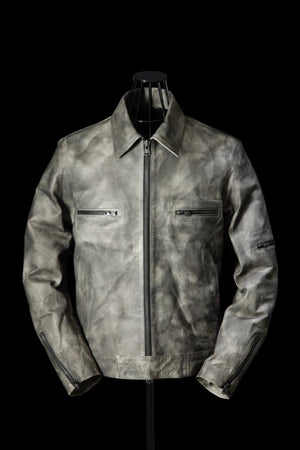 XX Yohji Yamamoto CALF WET WHITE “PIGMENT+SPRAY-DYED” ZIPPER JACKET