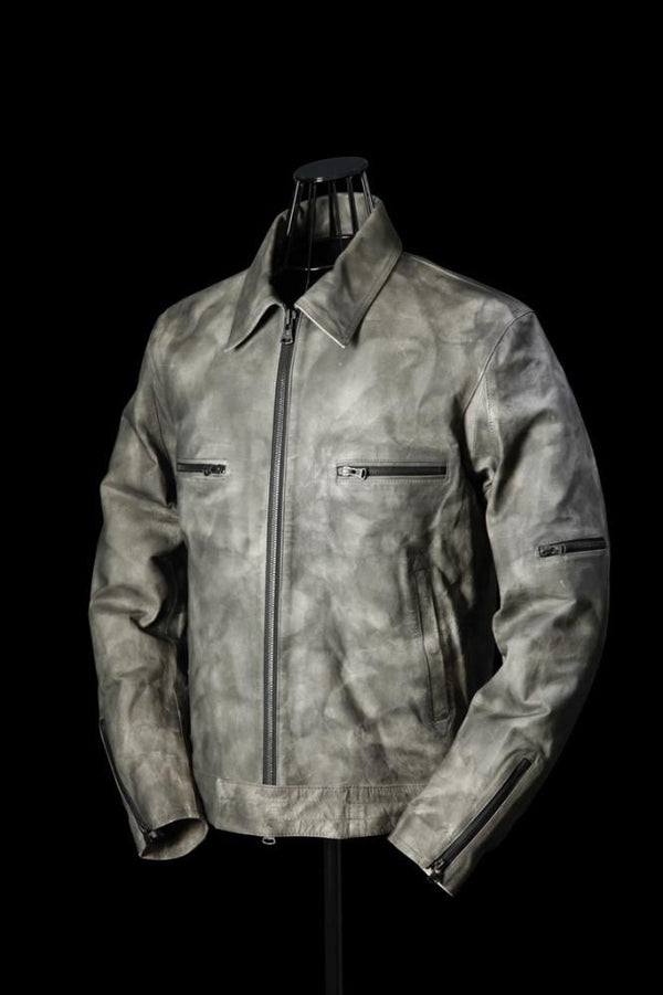 XX Yohji Yamamoto CALF WET WHITE “PIGMENT+SPRAY-DYED” ZIPPER JACKET