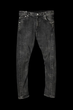 13oz STRETCH DENIM “SEMI-SARROUEL” SPLASH DYED BLACK