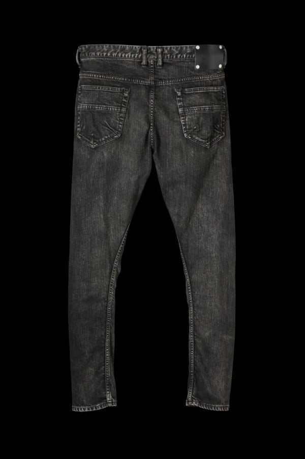 13oz STRETCH DENIM “SEMI-SARROUEL” SPLASH DYED BLACK