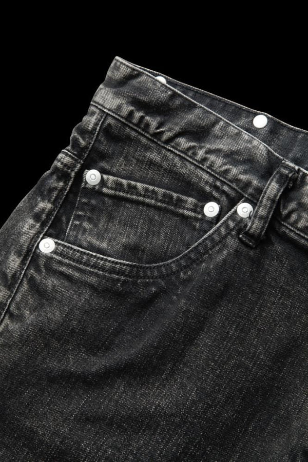 13oz STRETCH DENIM “SEMI-SARROUEL” SPLASH DYED BLACK