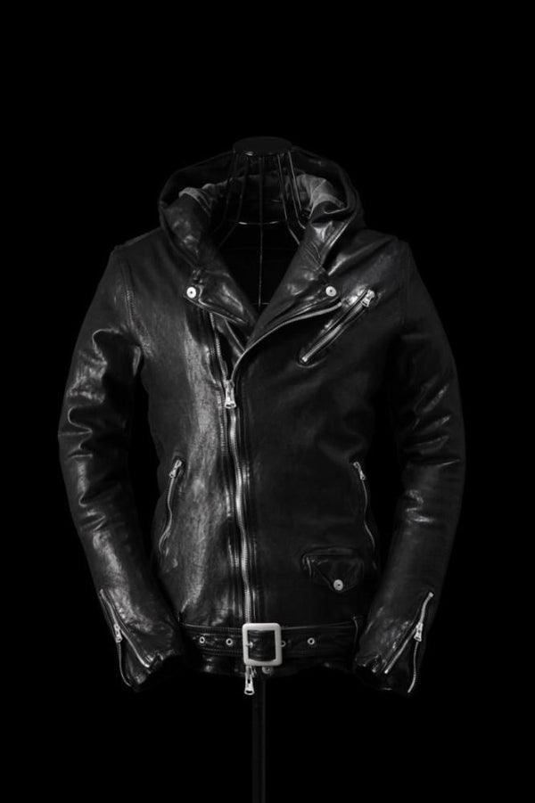 JAPAN CALF NATURAL DYED “GARMENT-WASH” HOODED RIDERS