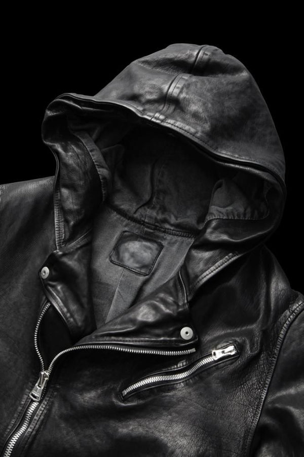 JAPAN CALF NATURAL DYED “GARMENT-WASH” HOODED RIDERS