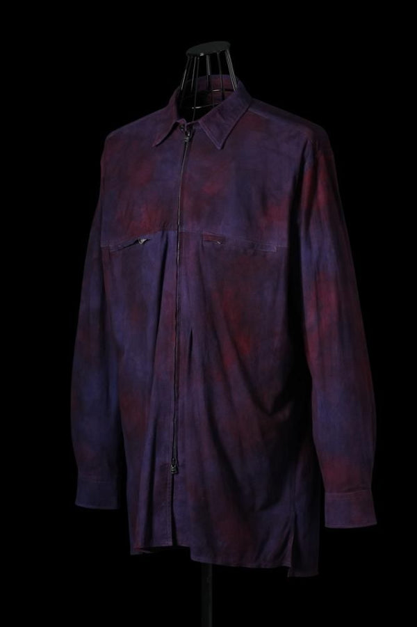XX Yohji Yamamoto KANGAROO SUEDE “DOUBLE DYED” ZIP OPEN BLOUSE