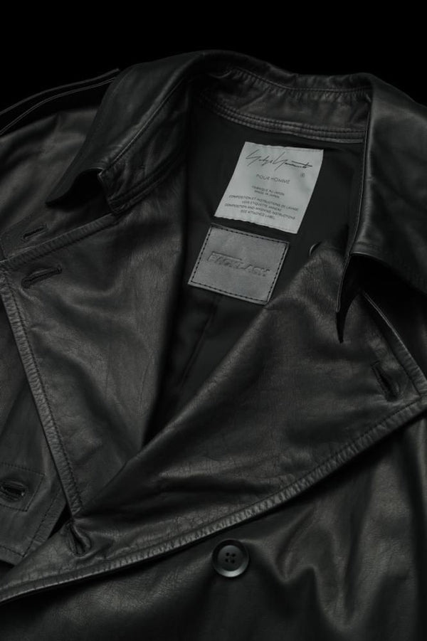 XX Yohji Yamamoto MONOCHROME LUXURY STEER TRENCH COAT
