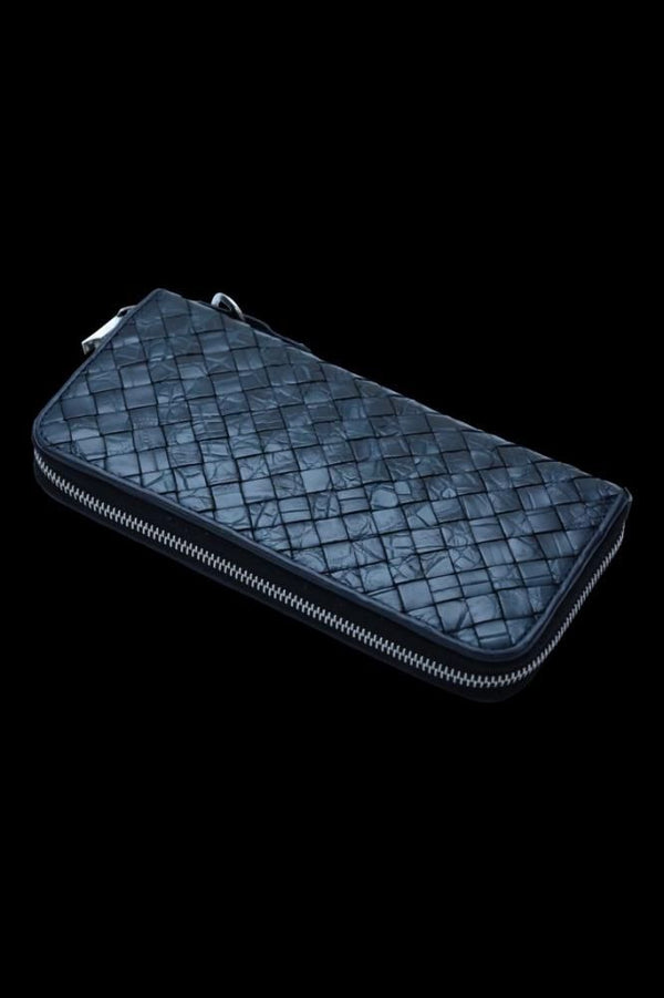 THE LINE CROCODILE MESH+SILVER925 PARTS ROUND FASTNER WALLET