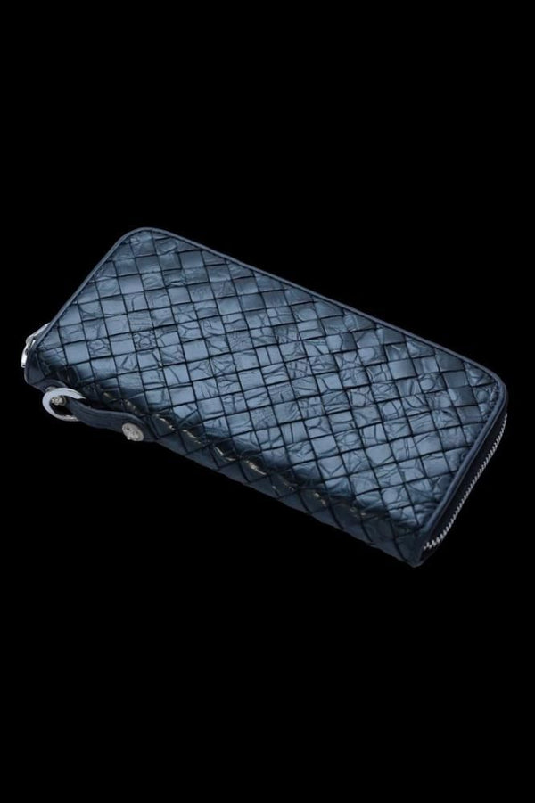 THE LINE CROCODILE MESH+SILVER925 PARTS ROUND FASTNER WALLET