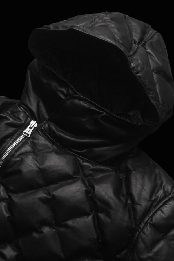 JAPAN STEER 0.6mm STITCH “POLISH WHITE GOOSE DOWN HOODED BLOUSON【SEMI-LONG】