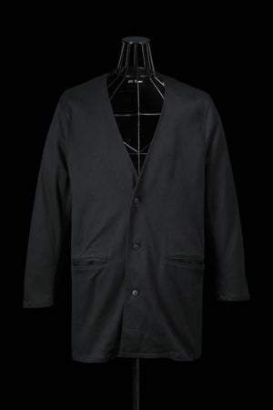 STRETCH RAYON-SILK COLLARLESS LONG JACKET