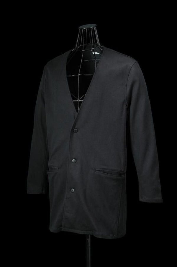 STRETCH RAYON-SILK COLLARLESS LONG JACKET