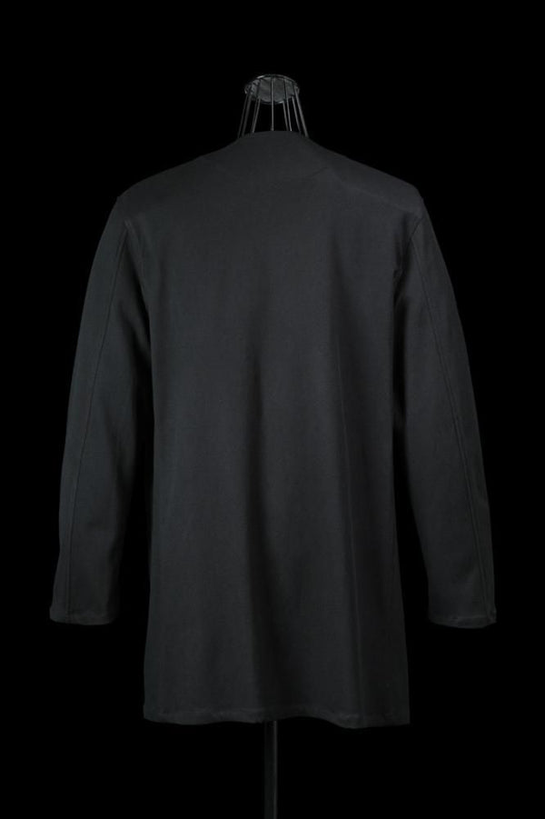 STRETCH RAYON-SILK COLLARLESS LONG JACKET