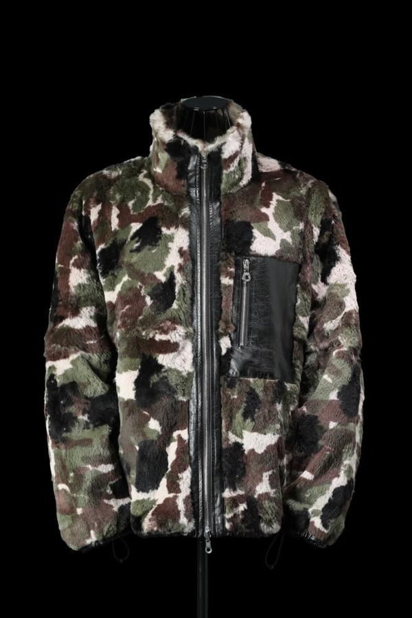 RABBIT FUR + NYLON REVERSIBLE JACKET
