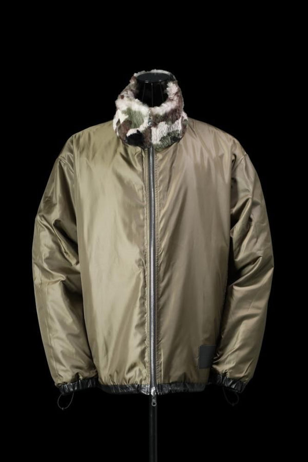 RABBIT FUR + NYLON REVERSIBLE JACKET