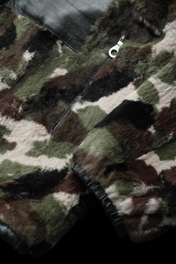 RABBIT FUR + NYLON REVERSIBLE JACKET