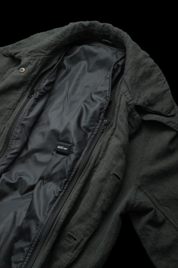 WOOL-COTTON LINEN TWILL “GARMENT-NATURAL DYED II” + ELECTRIC HEATING LINING OVERCOAT