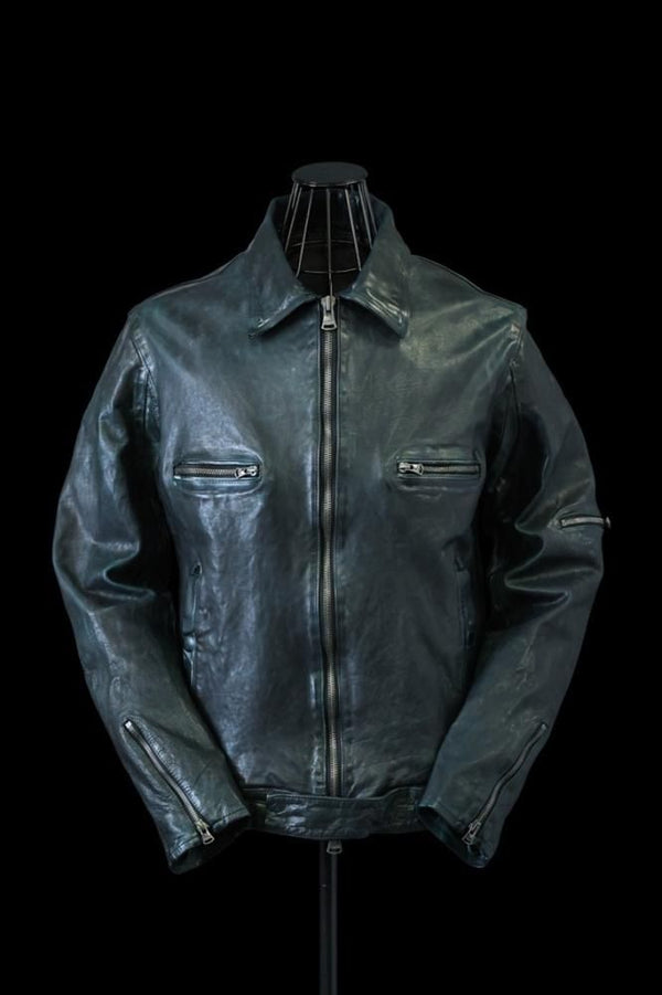 XX Yohji Yamamoto JAPAN CALF “GARMENT-DYED+WAX-FINISH” ZIPPER JACKET