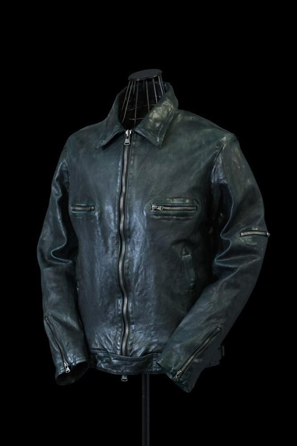 XX Yohji Yamamoto JAPAN CALF “GARMENT-DYED+WAX-FINISH” ZIPPER JACKET