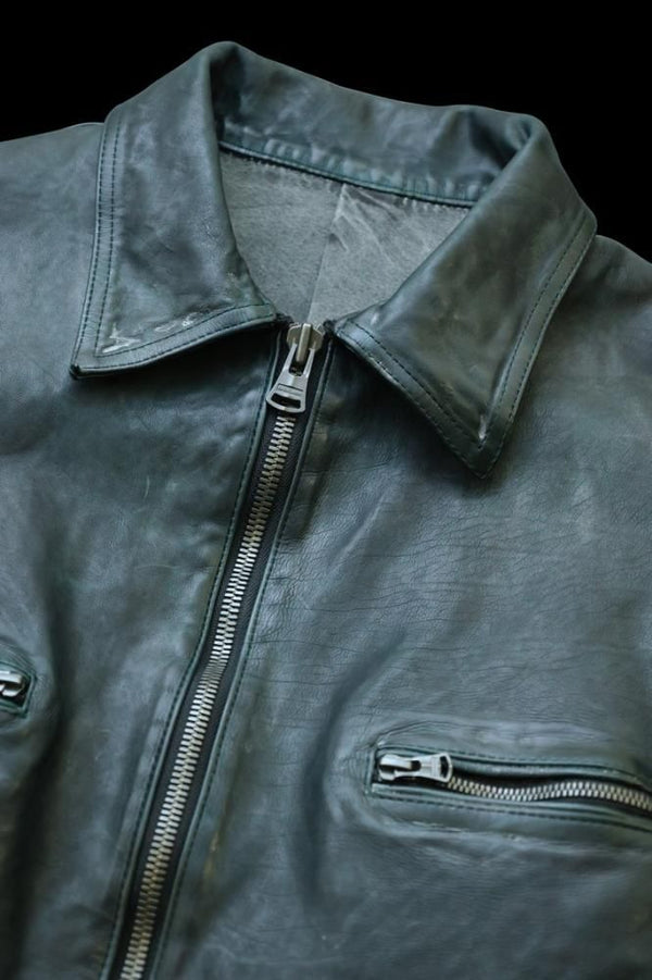 XX Yohji Yamamoto JAPAN CALF “GARMENT-DYED+WAX-FINISH” ZIPPER JACKET