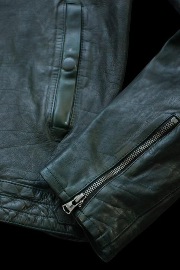 XX Yohji Yamamoto JAPAN CALF “GARMENT-DYED+WAX-FINISH” ZIPPER JACKET