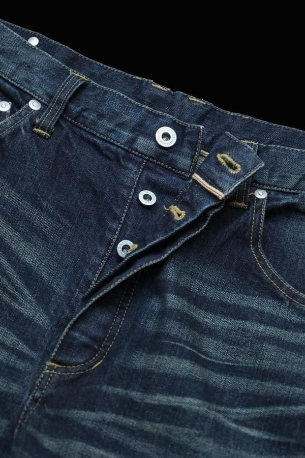 THE DENIM STRETCH SELVEDGE DENIM SEMI-SARROUEL PANTS "DARK.INDIGO"