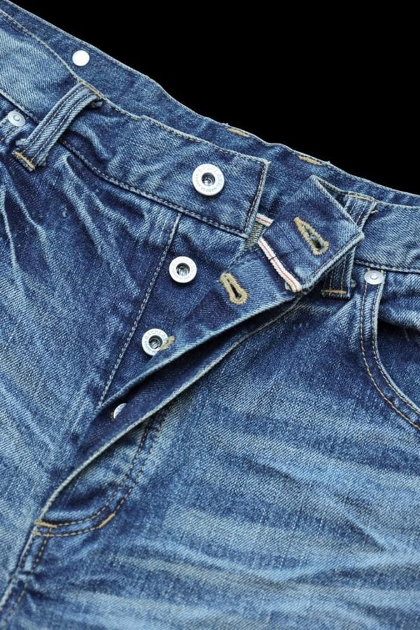 THE DENIM STRETCH SELVEDGE DENIM SEMI-SARROUEL PANTS "LIGHT.INDIGO"