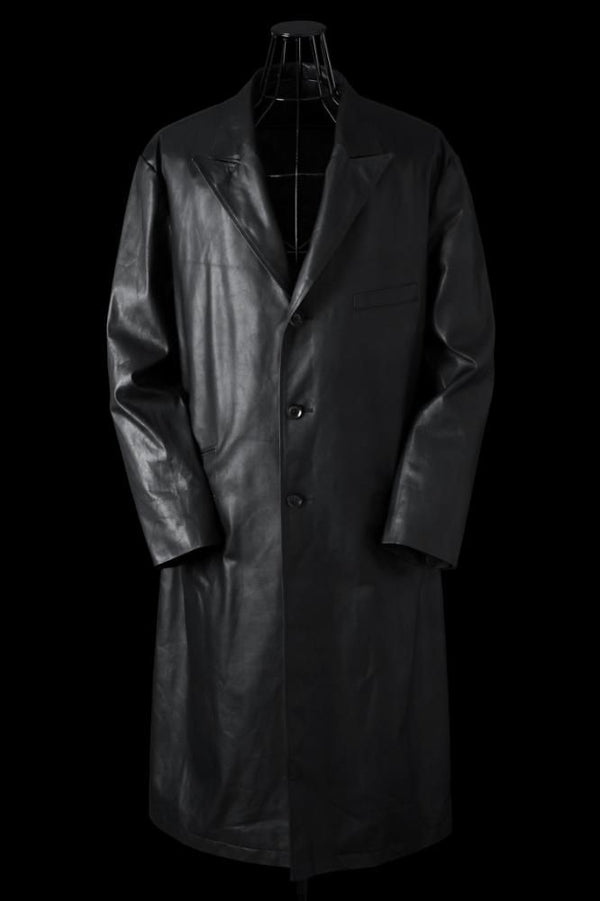 XX Yohji Yamamoto MONOCHROME LUXURY STEER “GARMENT-WASH” DOUBLE LAYERED PEAK LAPEL LONG JACKET