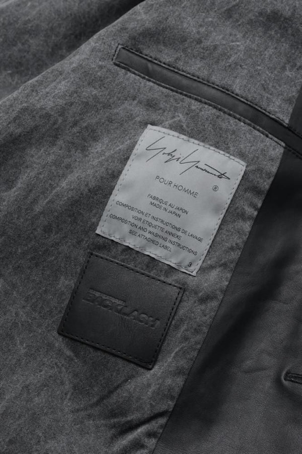 XX Yohji Yamamoto MONOCHROME LUXURY STEER “GARMENT-WASH” DOUBLE LAYERED PEAK LAPEL LONG JACKET