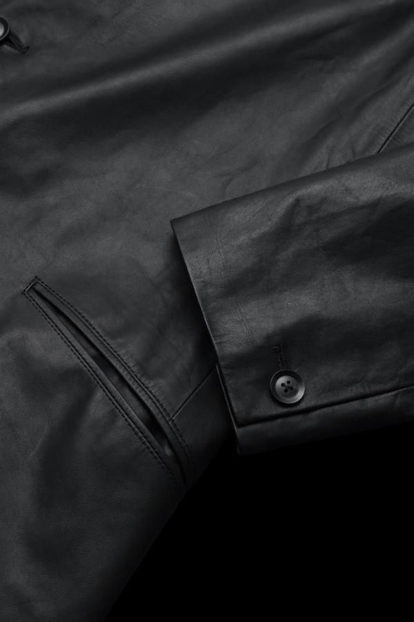 XX Yohji Yamamoto MONOCHROME LUXURY STEER “GARMENT-WASH” DOUBLE LAYERED PEAK LAPEL LONG JACKET