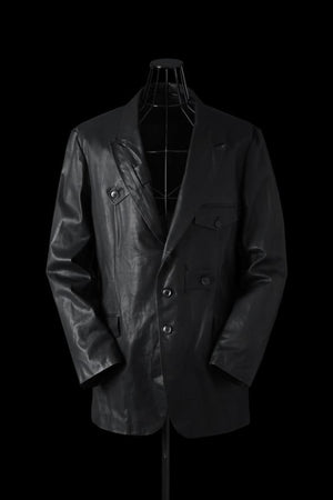 XX Yohji Yamamoto MONOCHROME LUXURY STEER “GARMENT-WASH” SUIT JACKET WITH TAB DETAILS