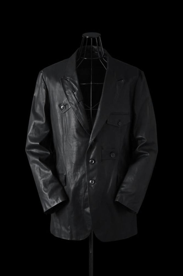XX Yohji Yamamoto MONOCHROME LUXURY STEER “GARMENT-WASH” SUIT JACKET WITH TAB DETAILS