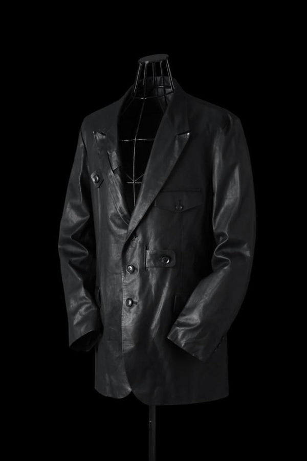 XX Yohji Yamamoto MONOCHROME LUXURY STEER “GARMENT-WASH” SUIT JACKET WITH TAB DETAILS