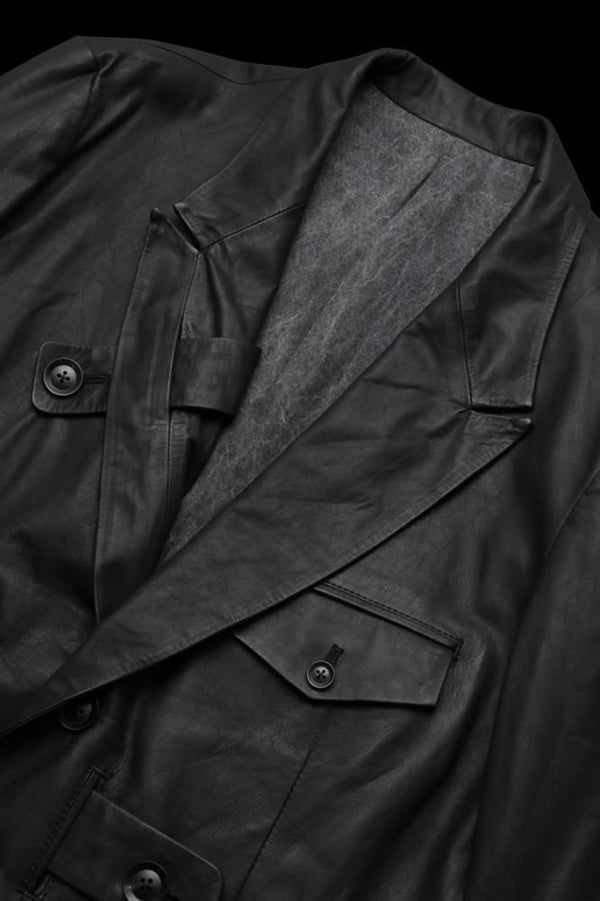 XX Yohji Yamamoto MONOCHROME LUXURY STEER “GARMENT-WASH” SUIT JACKET WITH TAB DETAILS