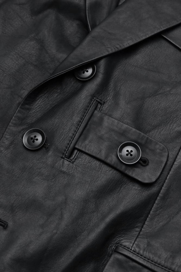 XX Yohji Yamamoto MONOCHROME LUXURY STEER “GARMENT-WASH” SUIT JACKET WITH TAB DETAILS