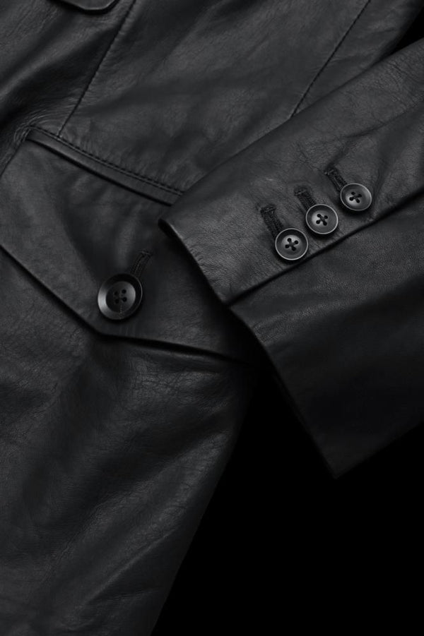XX Yohji Yamamoto MONOCHROME LUXURY STEER “GARMENT-WASH” SUIT JACKET WITH TAB DETAILS