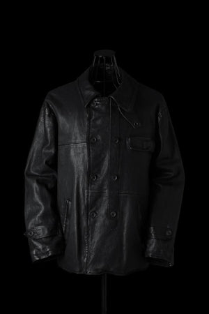 XX Yohji Yamamoto VINTAGE TANNED GOATSKIN “SHRINK” STAND COLLAR DOUBLE FRONT