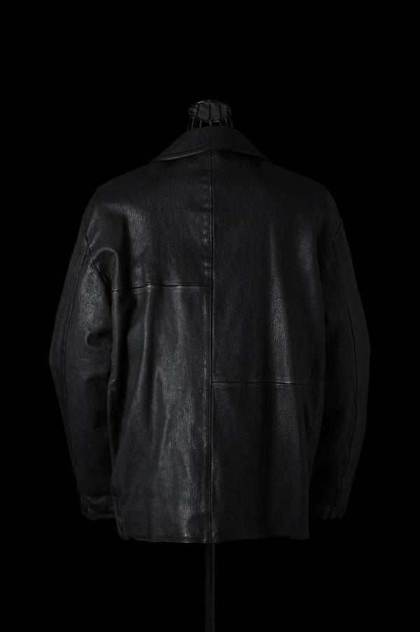 XX Yohji Yamamoto VINTAGE TANNED GOATSKIN “SHRINK” STAND COLLAR DOUBLE FRONT