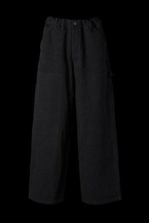 COTTON-LINEN CANVAS “GARMENT-DYED” W-KNEE PANTS
