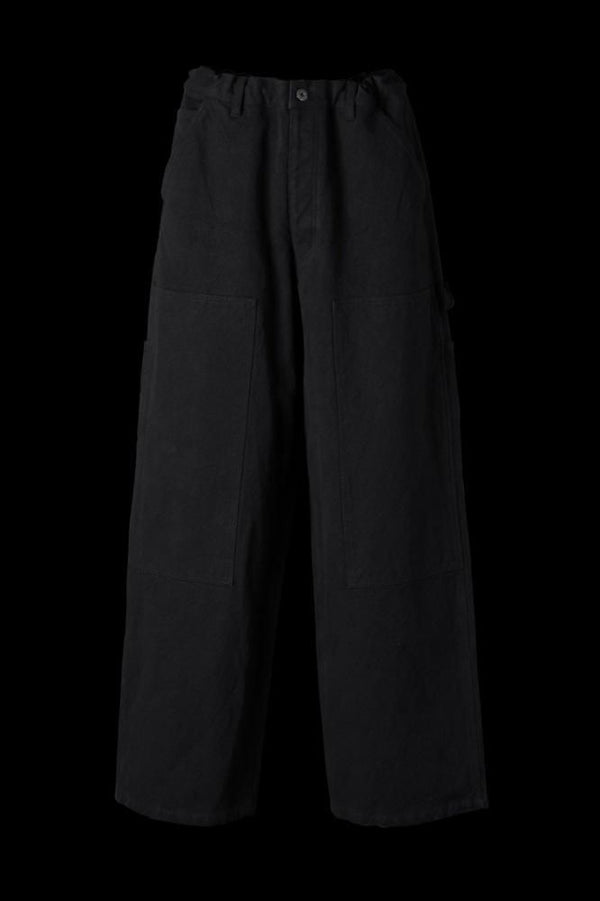 COTTON-LINEN CANVAS “GARMENT-DYED” W-KNEE PANTS