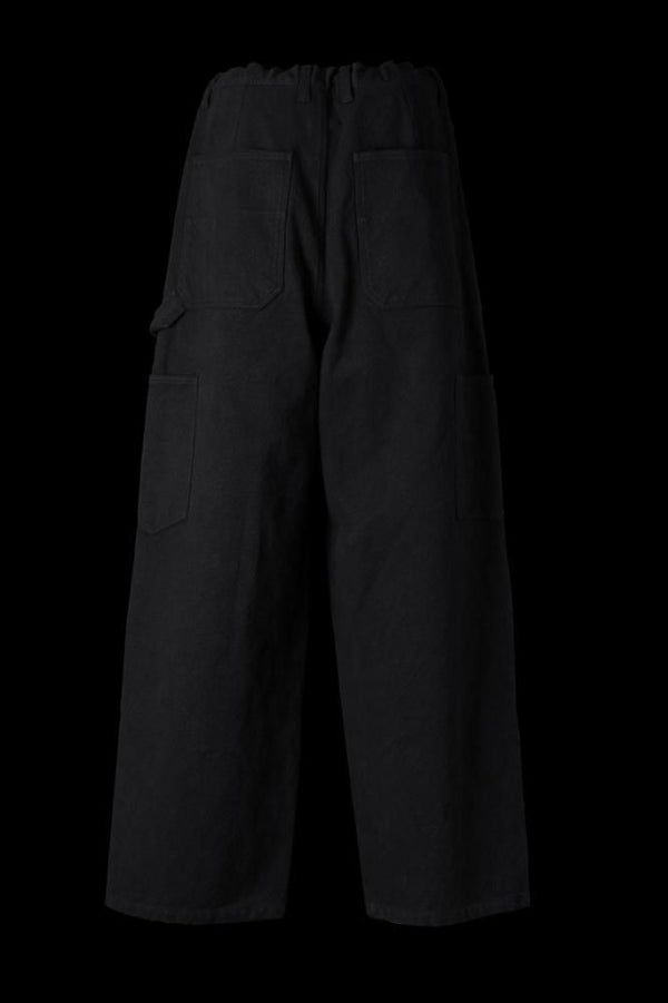 COTTON-LINEN CANVAS “GARMENT-DYED” W-KNEE PANTS