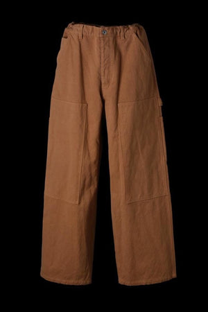 COTTON-LINEN CANVAS “GARMENT-DYED” W-KNEE PANTS