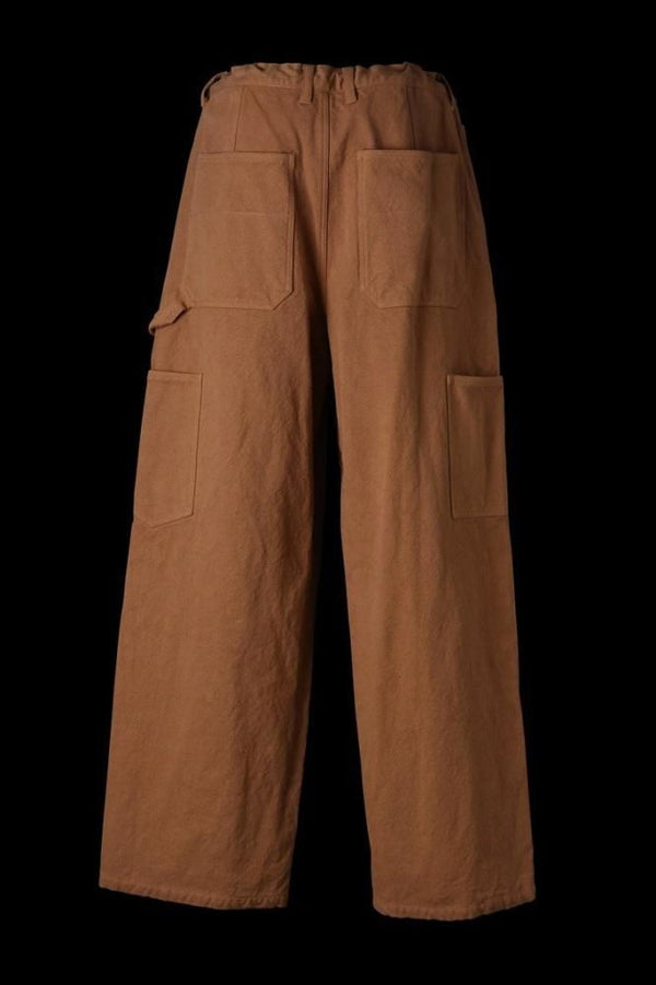 COTTON-LINEN CANVAS “GARMENT-DYED” W-KNEE PANTS