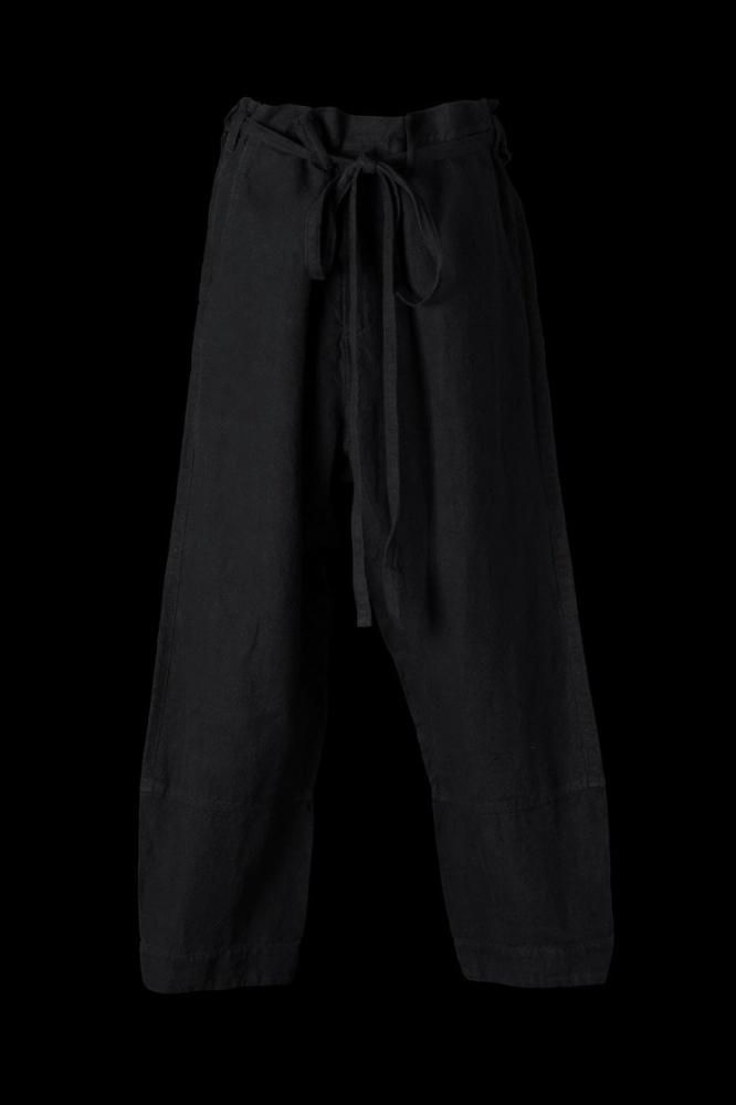 ISAMU KATAYAMA BACKLASH リネンストレッチパンツ Lサイズ LINEN CANVAS “GARMENT-DYED” KNOT WAIST WIDE PANTS - BACKLASH公式