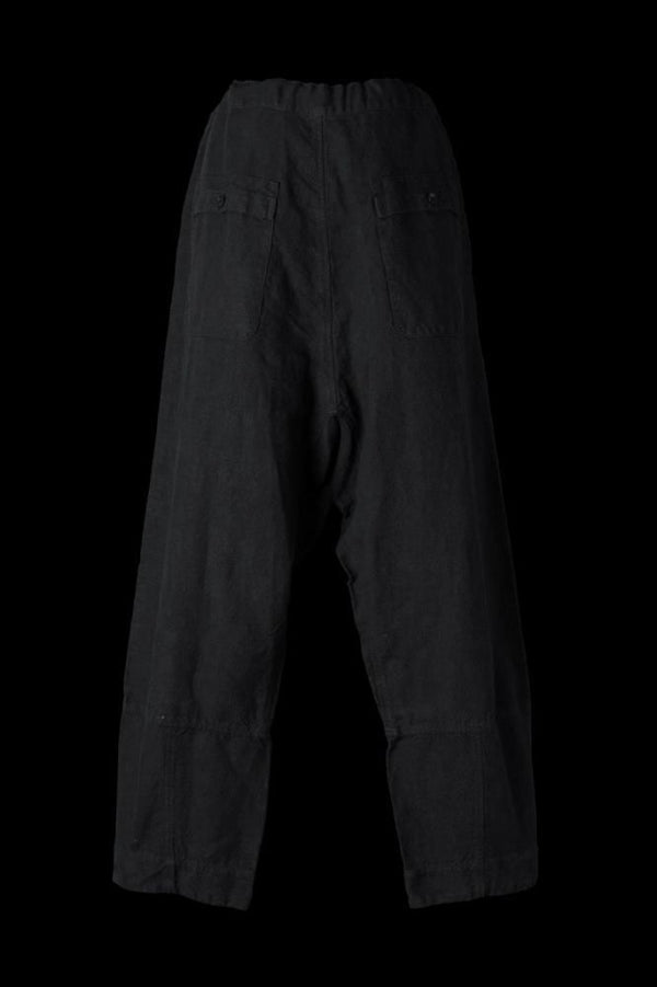 LINEN CANVAS “GARMENT-DYED” KNOT WAIST WIDE PANTS