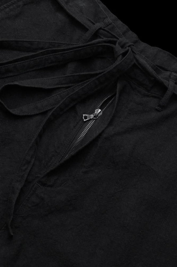 LINEN CANVAS “GARMENT-DYED” KNOT WAIST WIDE PANTS