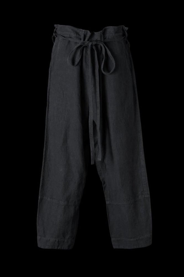 LINEN CANVAS “GARMENT-DYED” KNOT WAIST WIDE PANTS