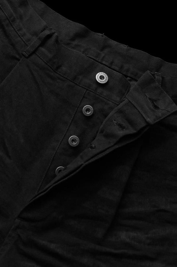 CLASSIC SELVEDGE CHINO TWILL WIDE-TAPARED TROUSERS “BLACK USED”