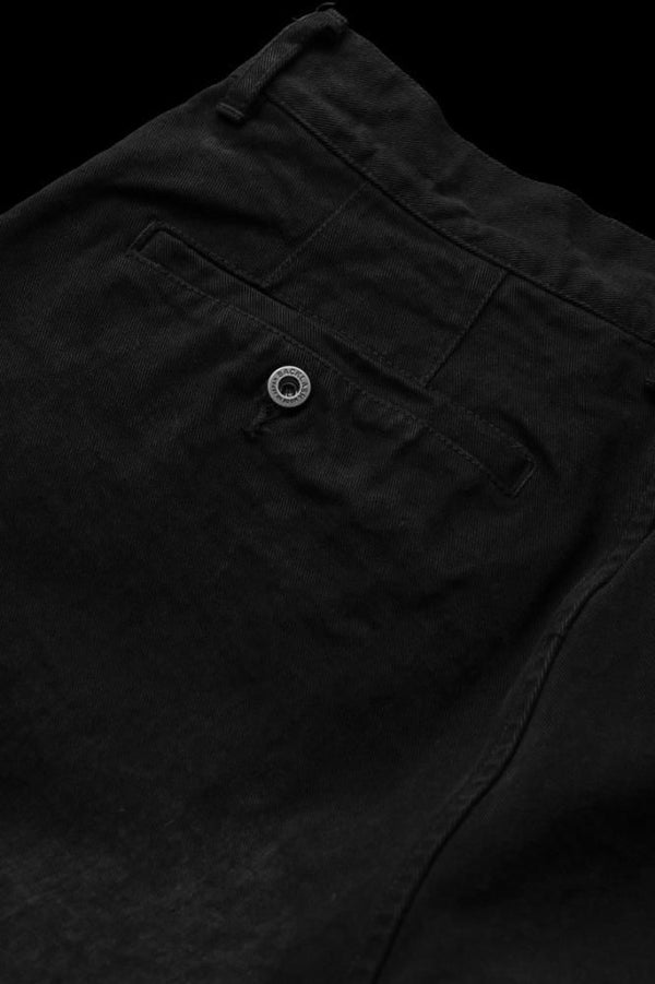 CLASSIC SELVEDGE CHINO TWILL WIDE-TAPARED TROUSERS “BLACK USED”