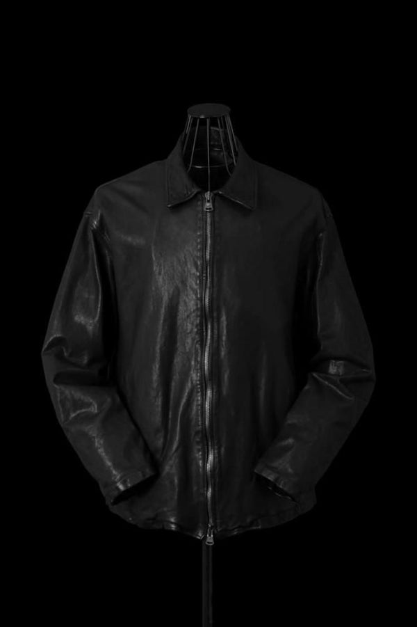 JAPAN CALF WET WHITE “GARMENT-DYED” SINGLE COLLAR BLOUSON
