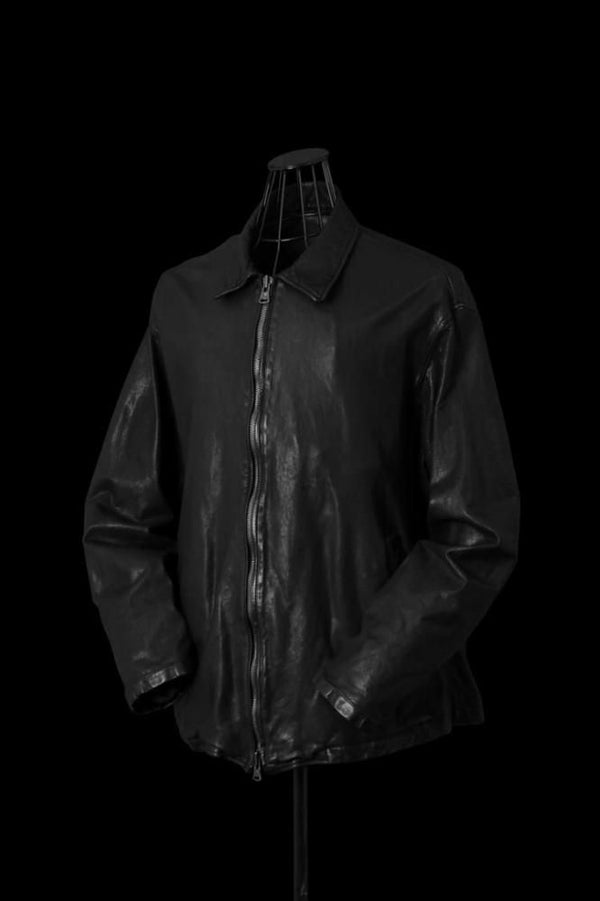 JAPAN CALF WET WHITE “GARMENT-DYED” SINGLE COLLAR BLOUSON