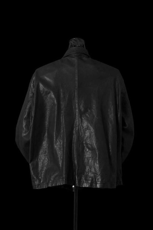 JAPAN CALF WET WHITE “GARMENT-DYED” SINGLE COLLAR BLOUSON